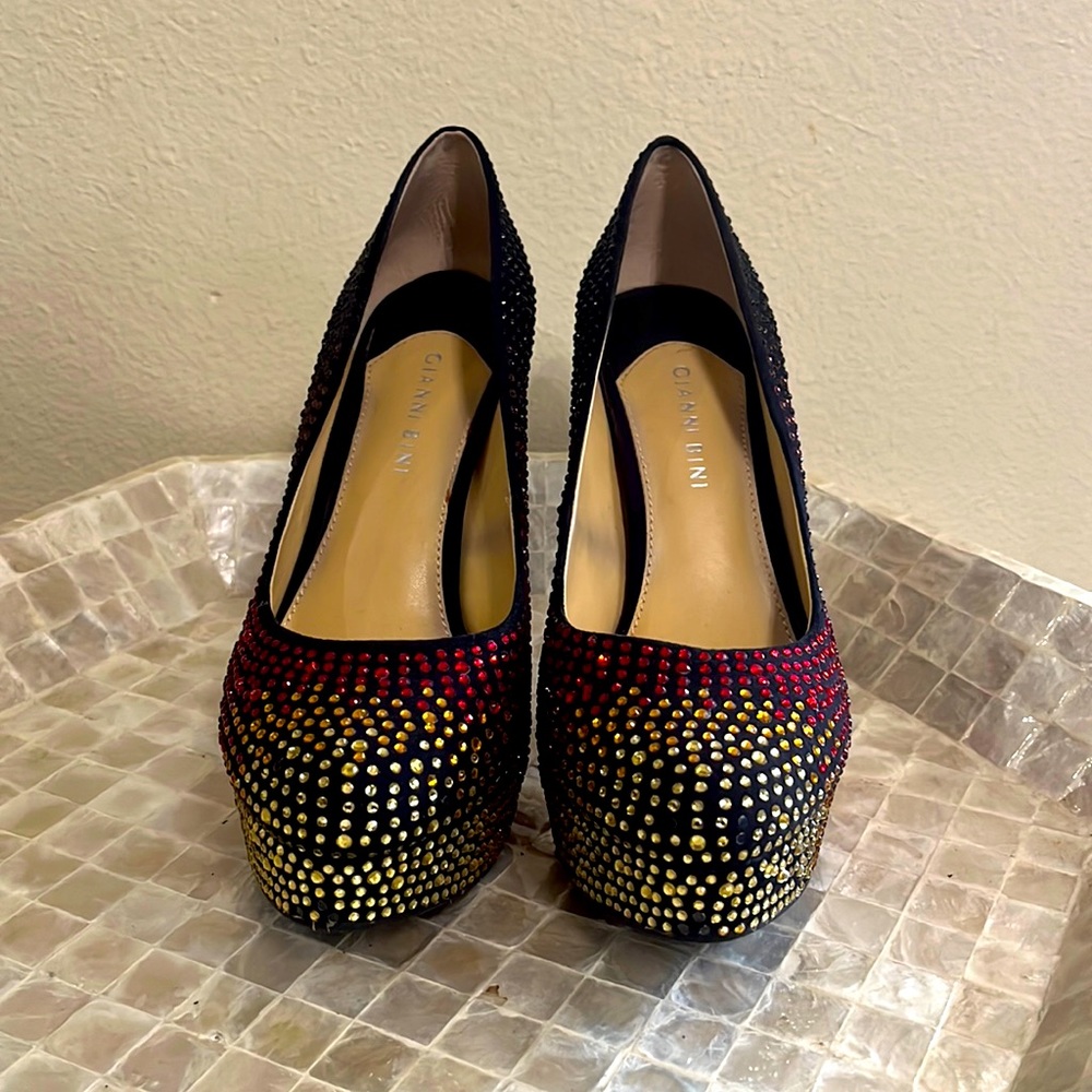Gianni bini red gold and black stone heels. 8.5 size. 5in heel + 1in platform